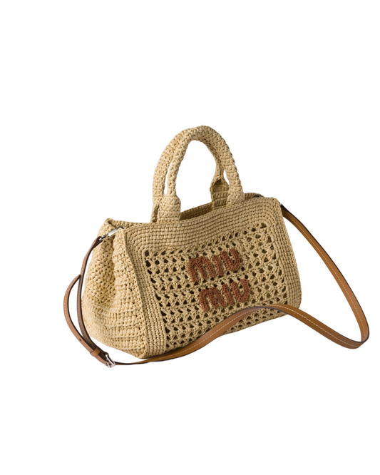 Miu Miu - Raffia-effect woven handbag
