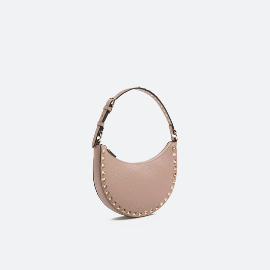 Mini Rockstud Hobo Bag In Grainy Calfskin