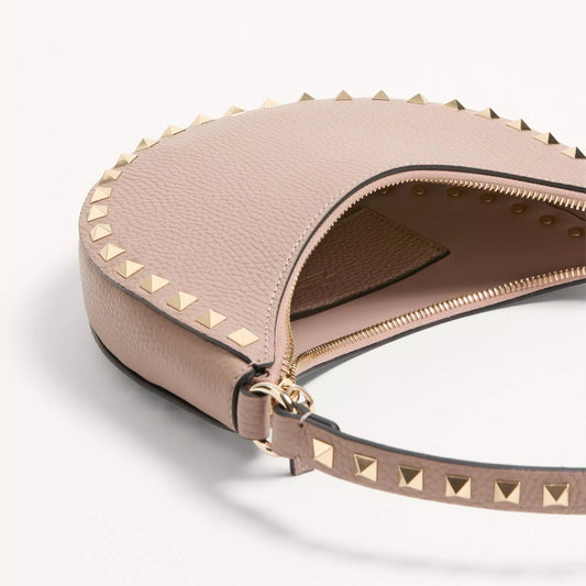 Mini Rockstud Hobo Bag In Grainy Calfskin