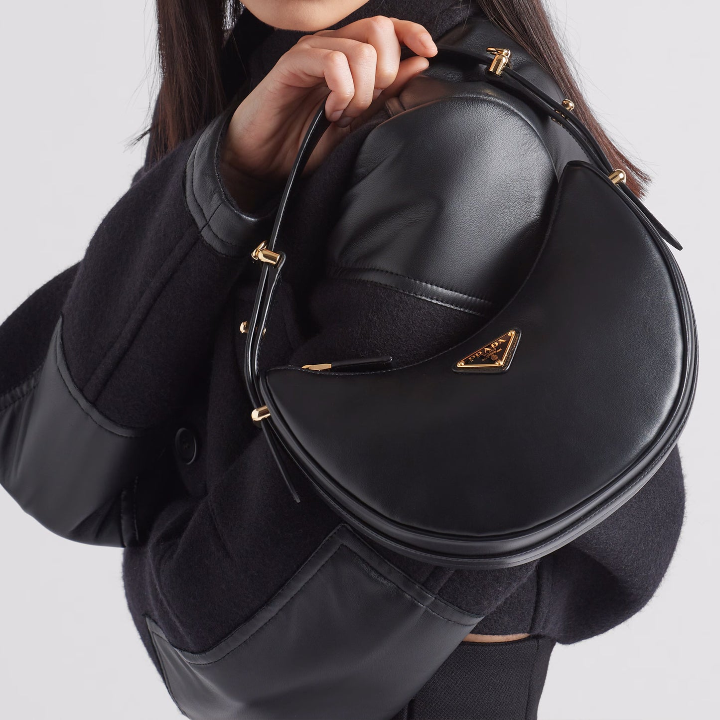 Prada Arqué Small Leather Shoulder Bag